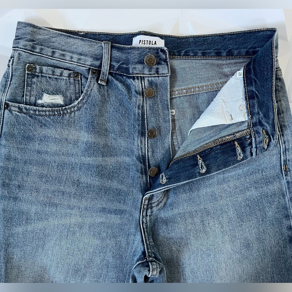 PISTOLA Jeans Women Size:28 Charlie High Rise Distressed Straight Leg Button Fly - Picture 8 of 17